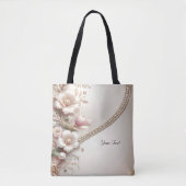 Floral and Pearl Embellishments Tote Bag (Devant)