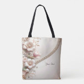Floral and Pearl Embellishments Tote Bag (Dos)