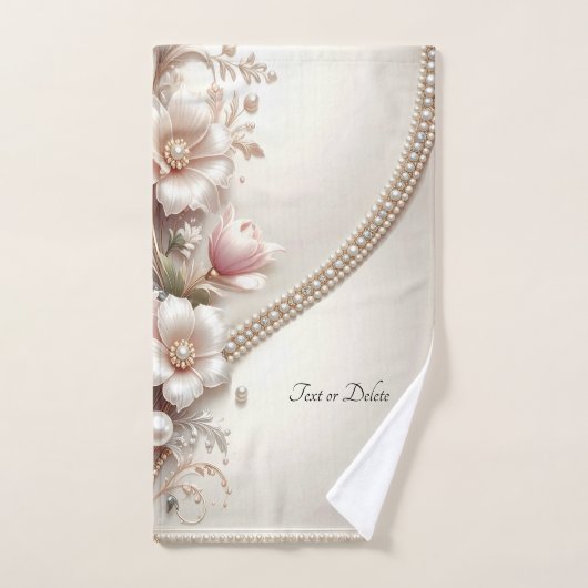 Floral and Pearl Embellishments Towel Set (Serviette à main)
