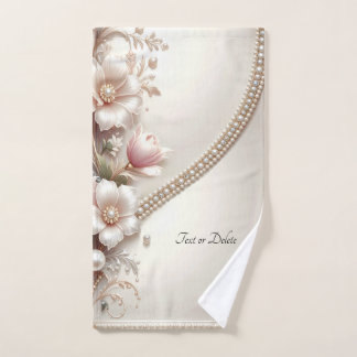 Floral and Pearl Embellishments Towel Set Bad Handdoek