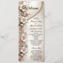 Floral and Pearl Embellishments Wedding Programma