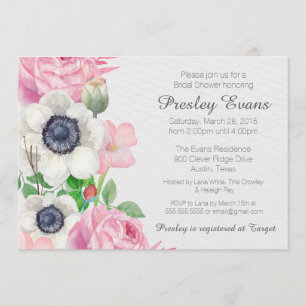 Floral Anemone Bridal Shower Kaart