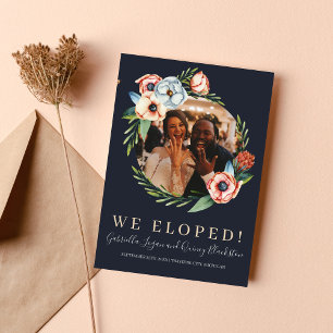 Floral Anemone Greenery Wreath Elopement Aankondiging
