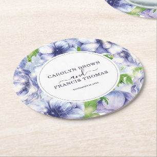 Floral Anemone Wedding Luxury Personalized Ronde Kartonnen Onderzetter