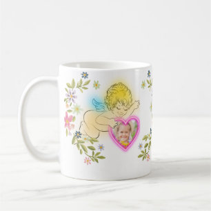 Floral Angel Hart Vorm Foto Schattige Koffiemok