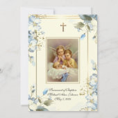 Floral Angels Catholique Baptême Invitation (Dos)