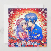 Floral anime thema bruiloft save the date (Voorkant)