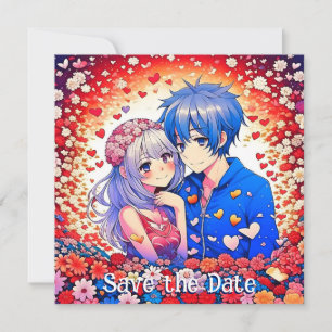 Floral anime thema bruiloft save the date