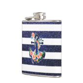 Floral ankerpunt op gestreepte achtergrond heupfles (Links)