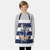 Floral ankerpunt op gestreepte achtergrond schort (Gedragen)