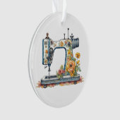  Floral Antiek Naaimachine Kerst Ornament (voorkant)