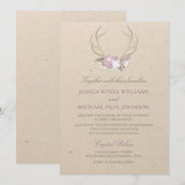 Floral Antler Wedding Invitations Kaart (Voorkant / Achterkant)