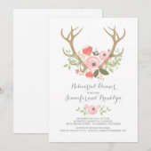 Floral Antlers Boho Rehearsal Dinner Kaart (Voorkant / Achterkant)