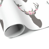 Floral Antlers Deer Cadeaupapier (Rol Hoek)
