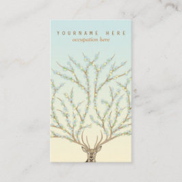 Floral antlers deer head woods god illustration visitekaartje