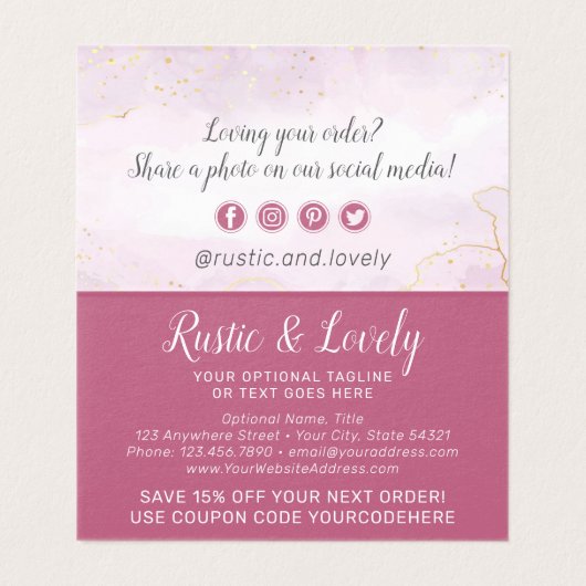 Floral Antlers Roze Gold Marble Hartelijk dank Kaart (Binnenkant ongevouwen)