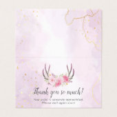 Floral Antlers Roze Gold Marble Hartelijk dank Kaart (Buitenkant ongevouwen)