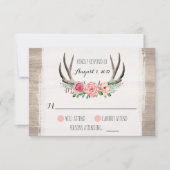 Floral Antlers Rustique Mariage personnalisé RSVP (Devant)