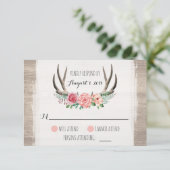 Floral Antlers Rustique Mariage personnalisé RSVP (Debout devant)