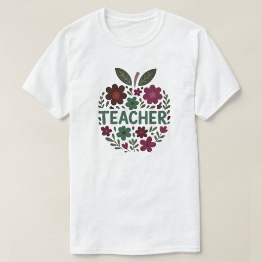 Floral Apple Teacher Design T-shirt (Design voorkant)