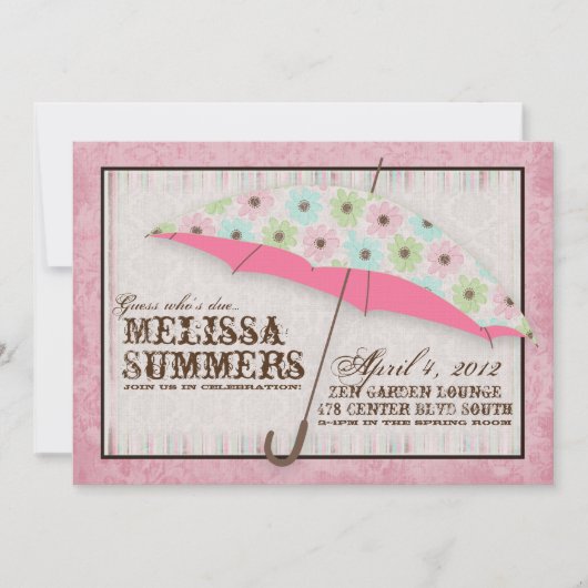 Floral April Showers Baby Shower Invitations Kaart (Voorkant)