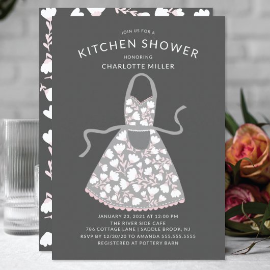 Floral Apron Bridal Kitchen Shower Kaart