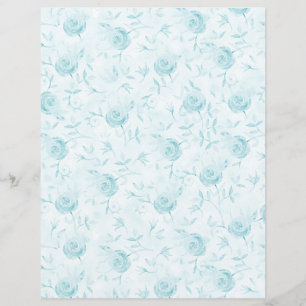Floral Aqua bleu Rose Damask papier à papier à pap
