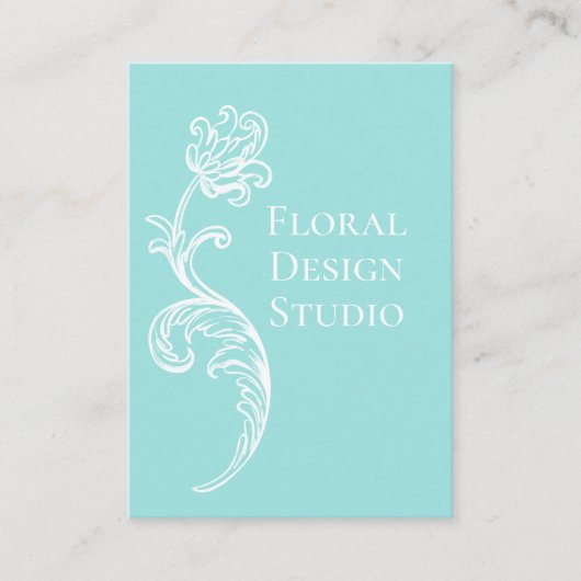  Floral Aqua en wit Visitekaartje (Voorkant)