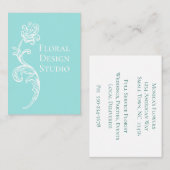 Floral Aqua en wit Visitekaartje (Voorkant / Achterkant)