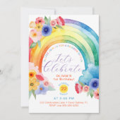 Floral Aquarelle arc-en-ciel 1er Invitation d'anni (Devant)