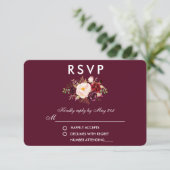 Floral Aquarelle Bourgogne Mariage RSVP (Debout devant)