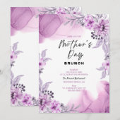 Floral Aquarelle Fête des mères Brunch Invitation (Devant / Derrière)