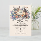 Floral Aquarelle lanterne ramadan Iftar Invitation (Debout devant)