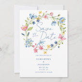 Floral Aquarelle Mariage plat Enregistrer la carte (Devant)