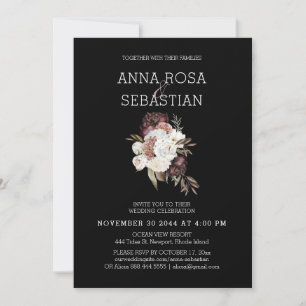 *~* Floral AR15 WEDDING MAROON Roos RSVP + Kaart