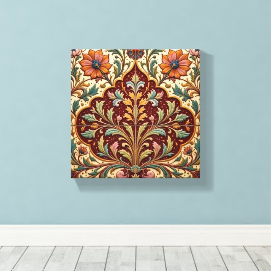 Floral Arabesque Ceramic Canvas Afdruk (Insitu (Houten vloer))