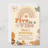 Floral Arc-en-ciel 5e anniversaire Invitation (Devant)