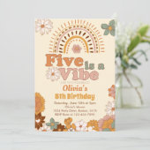 Floral Arc-en-ciel 5e anniversaire Invitation (Debout devant)