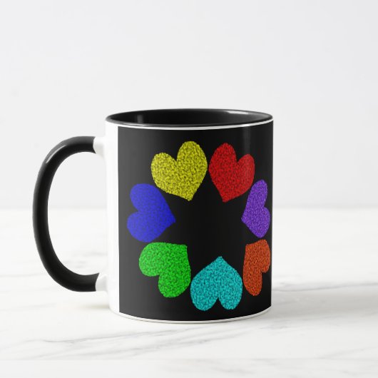 Floral Arc-en-ciel amour Coeur Mug (Gauche)