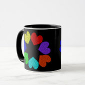 Floral Arc-en-ciel amour Coeur Mug (Devant gauche)