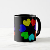 Floral Arc-en-ciel amour Coeur Mug (Devant droit)