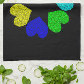 Floral Arc-en-ciel Amour Coeurs Cuisine Serviette (Plié)