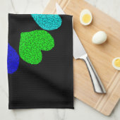Floral Arc-en-ciel Amour Coeurs Cuisine Serviette (Quart Plié)