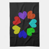 Floral Arc-en-ciel Amour Coeurs Cuisine Serviette (Vertical)