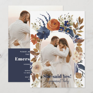 Floral Arch 2 Photo Engagement Party Invitation