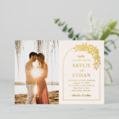 Floral Arch FOIL Photo Faire-part de mariage (Debout devant)