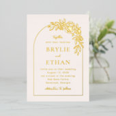 Floral Arch FOIL Photo Faire-part de mariage (Debout devant)