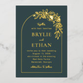 Floral Arch FOIL Photo Faire-part de mariage (Recto)