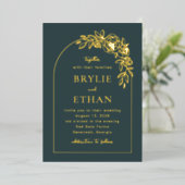 Floral Arch FOIL Photo Faire-part de mariage (Debout devant)