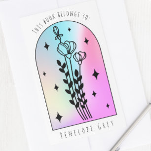 Floral Arch Hologram Pastel Boek Bord Rechthoekige Sticker